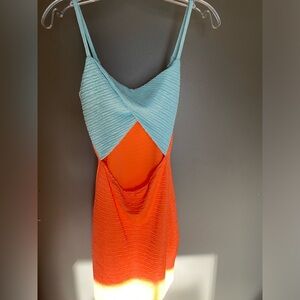 NEW orange and light blue dress mini dress